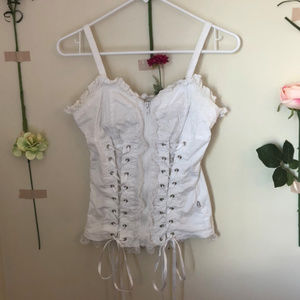 **REPOSH** Goth White Skull Eyelet Lace up Corset